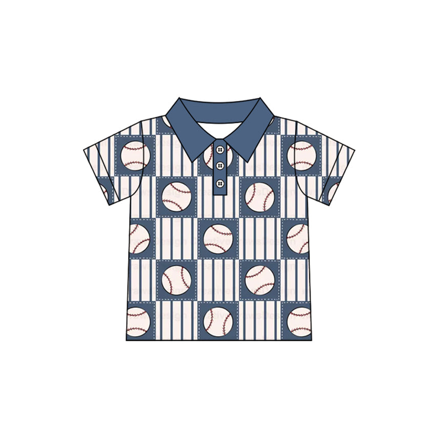 Short sleeves stripe baseball kids boys polo shirt