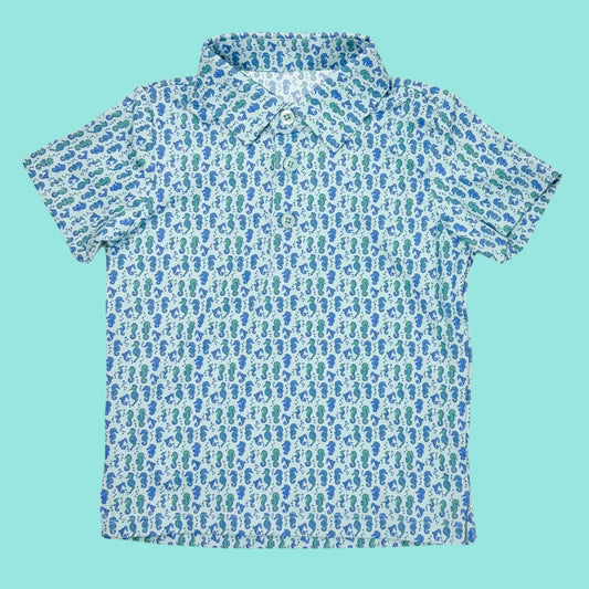 Short sleeves seahorse kids boys summer button down shirt