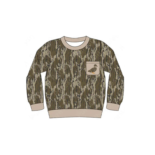 Duck pocket bottomland camo long sleeves kids boys shirt