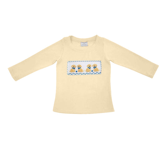 Long sleeves yellow dog kids boys shirt