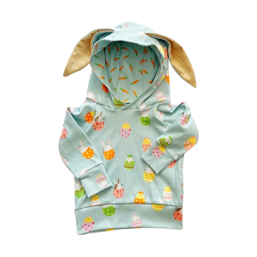 Long sleeves eggs ear bunny baby kids Easter hoodie