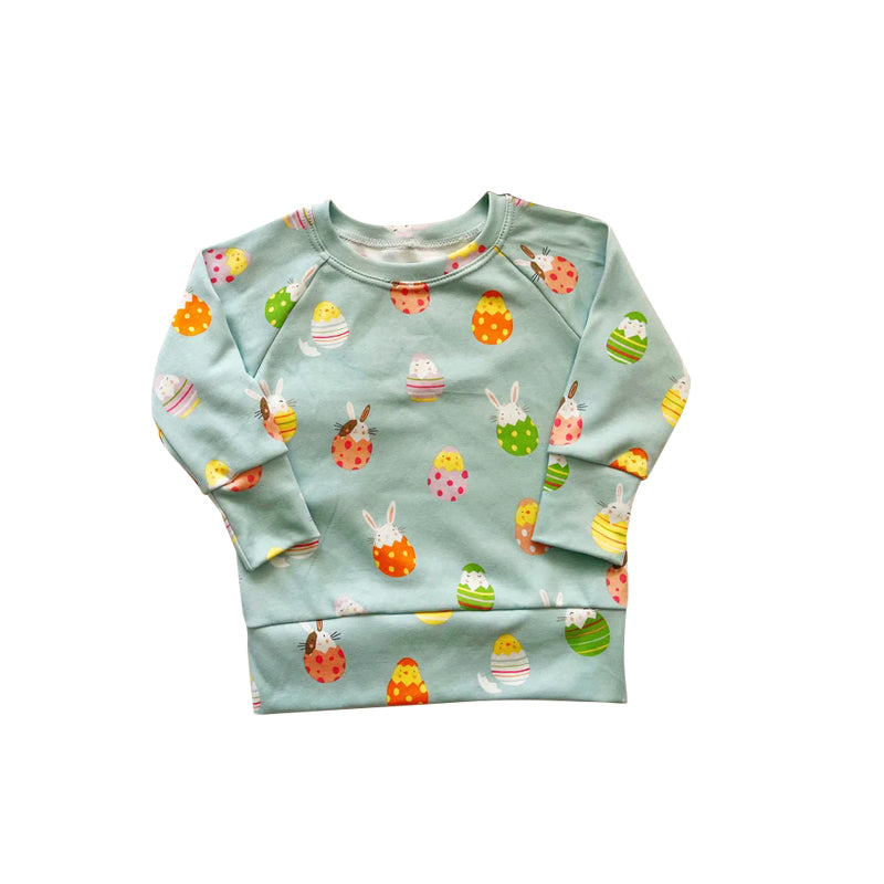 Long sleeves eggs bunny baby kids Easter shirt