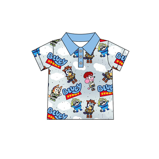 Short sleeves dog story kids boys polo shirt