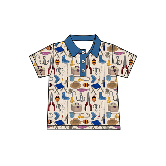 Short sleeves fishing kids boys summer polo shirt