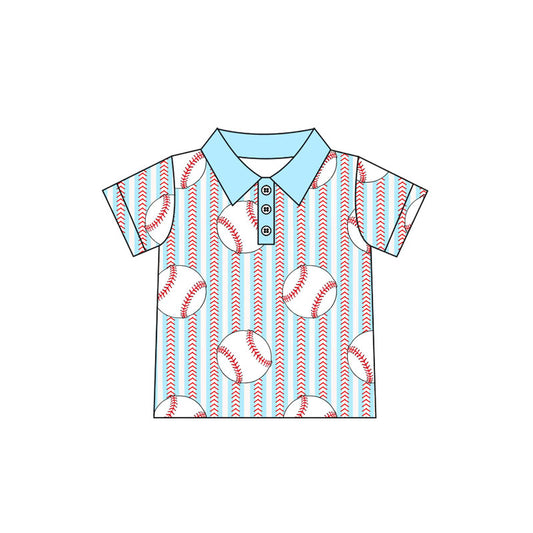 Short sleeves baseball light blue kids boys polo shirt