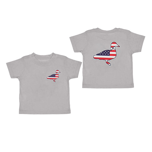 Grey short sleeves stars stripe duck boys 4th of july shirt
