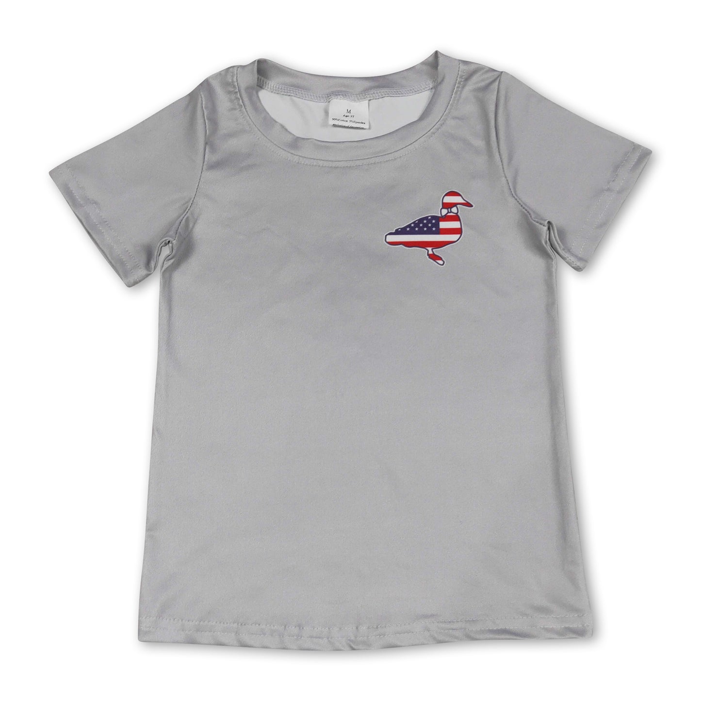 Grey short sleeves stars stripe duck boys 4th of july shirt