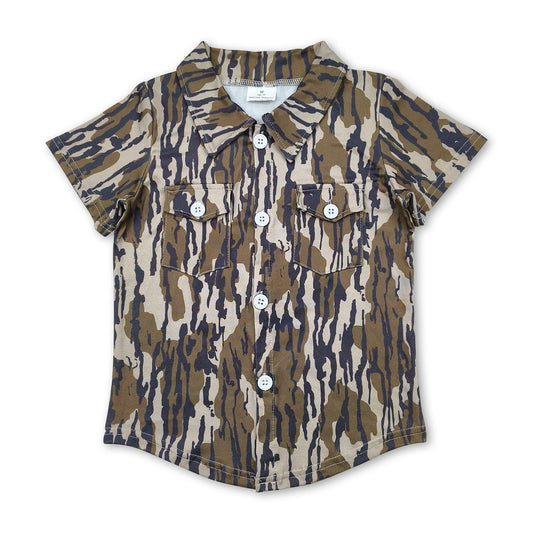 Camo pockets kids boys button down shirt