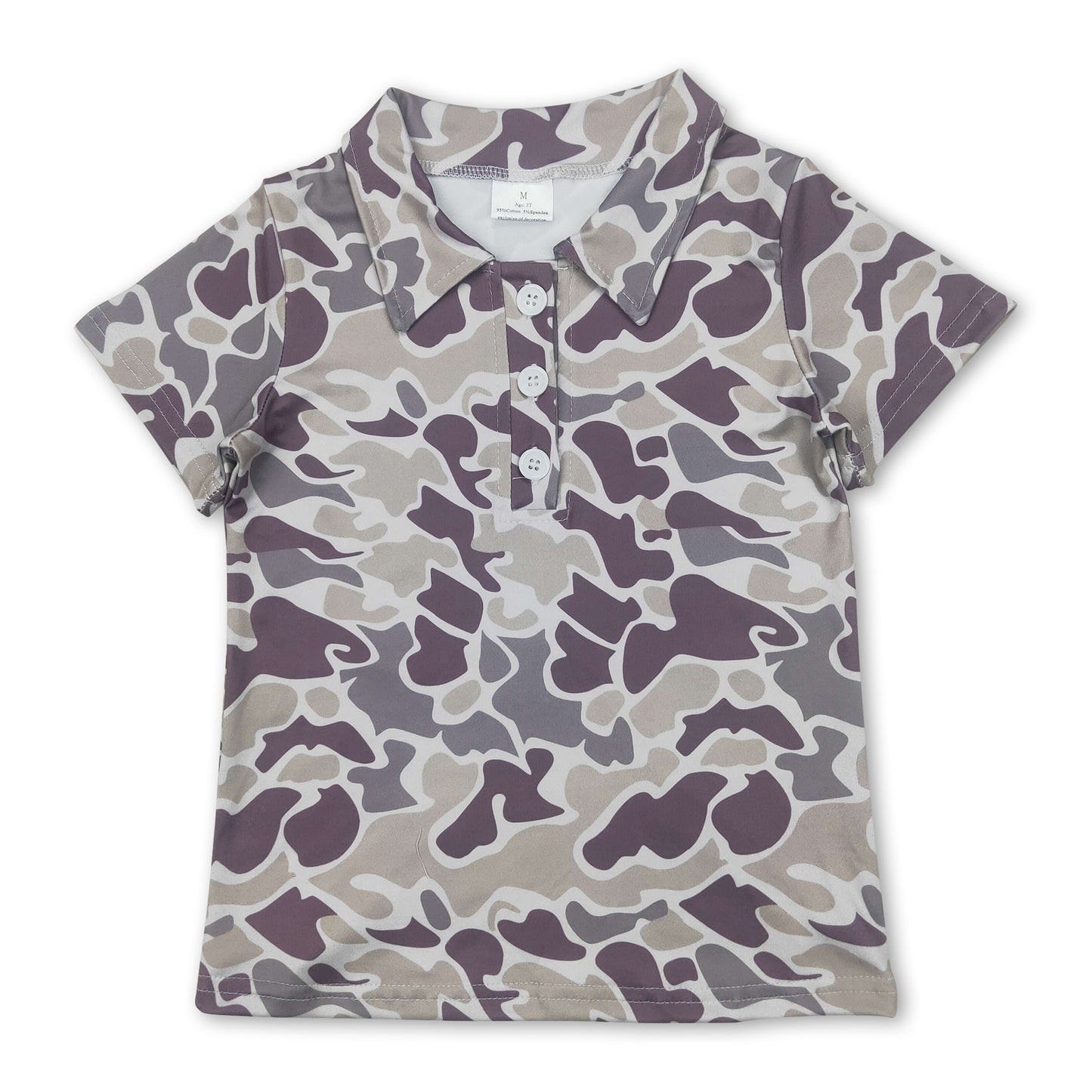 Short sleeves camo print kids boys polo shirt ship from US