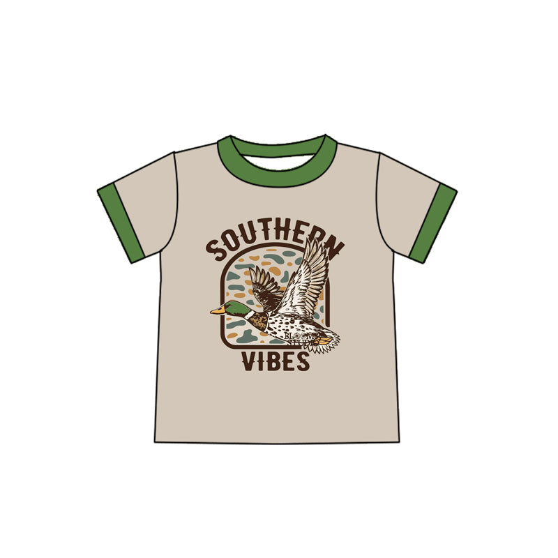 Green short sleeves southern vibes duck kids boys shirt