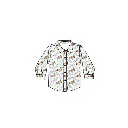 Long sleeves duck kids boys button down shirt