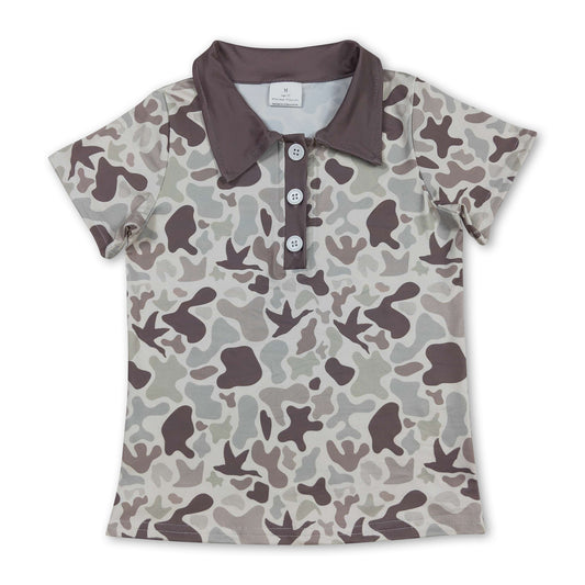 Short sleeves camo duck kids boys polo shirt