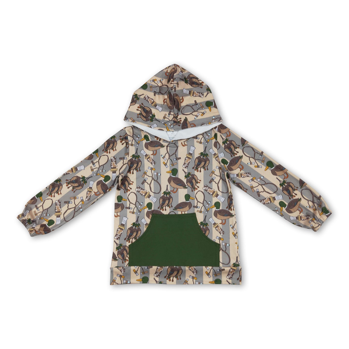 Olive pocket long sleeves duck kids boys hoodie