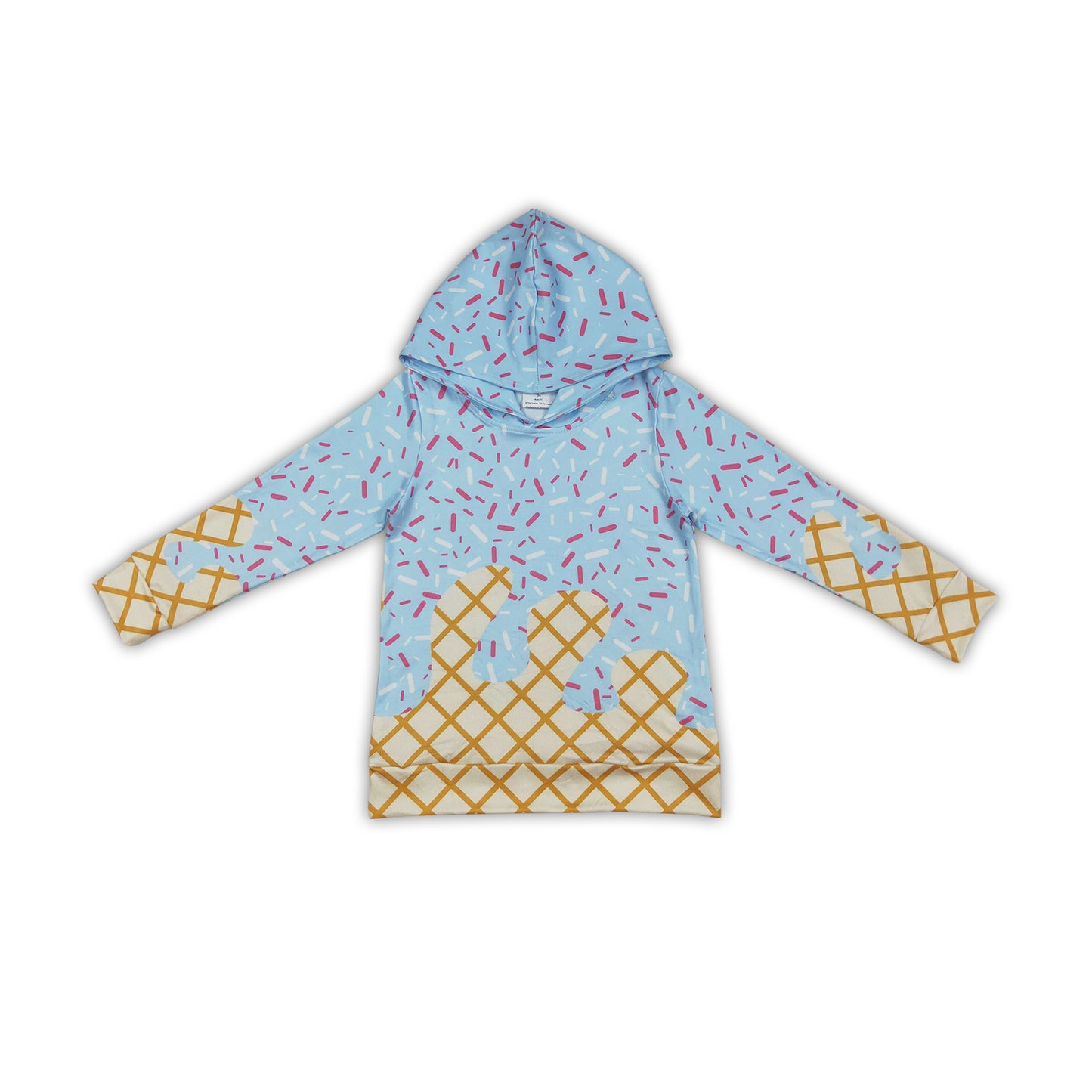 Long sleeves light blue ice cream sprinkle boys hoodie