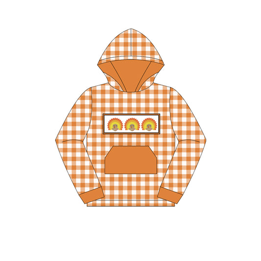 Long sleeves polka dots turkey pocket kids Thanksgiving hoodie