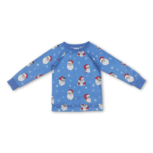 Blue long sleeves santa baby kids Christmas shirt