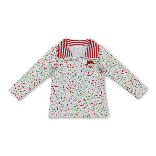 Red green ice cream sprinkle santa kids Christmas pullover