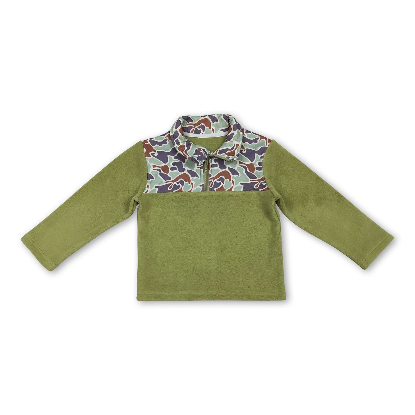 Mint camo long sleeves kids boys winter zipper pullover