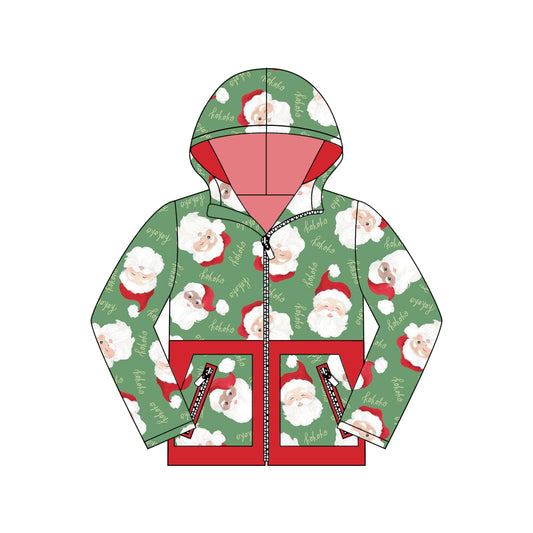 HO HO HO santa pockets kids Christmas hooded jacket