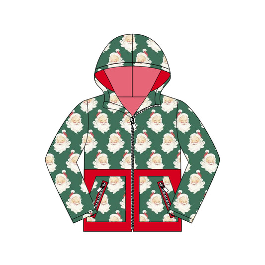 Long sleeves santa kids Christmas hooded jacket