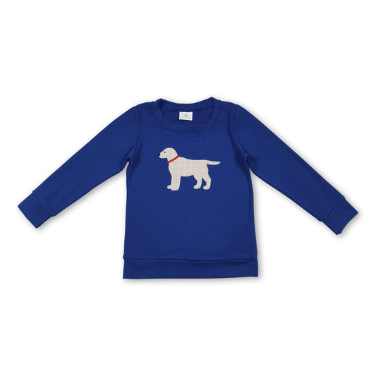 Blue long sleeves plaid dog baby boy fall shirt