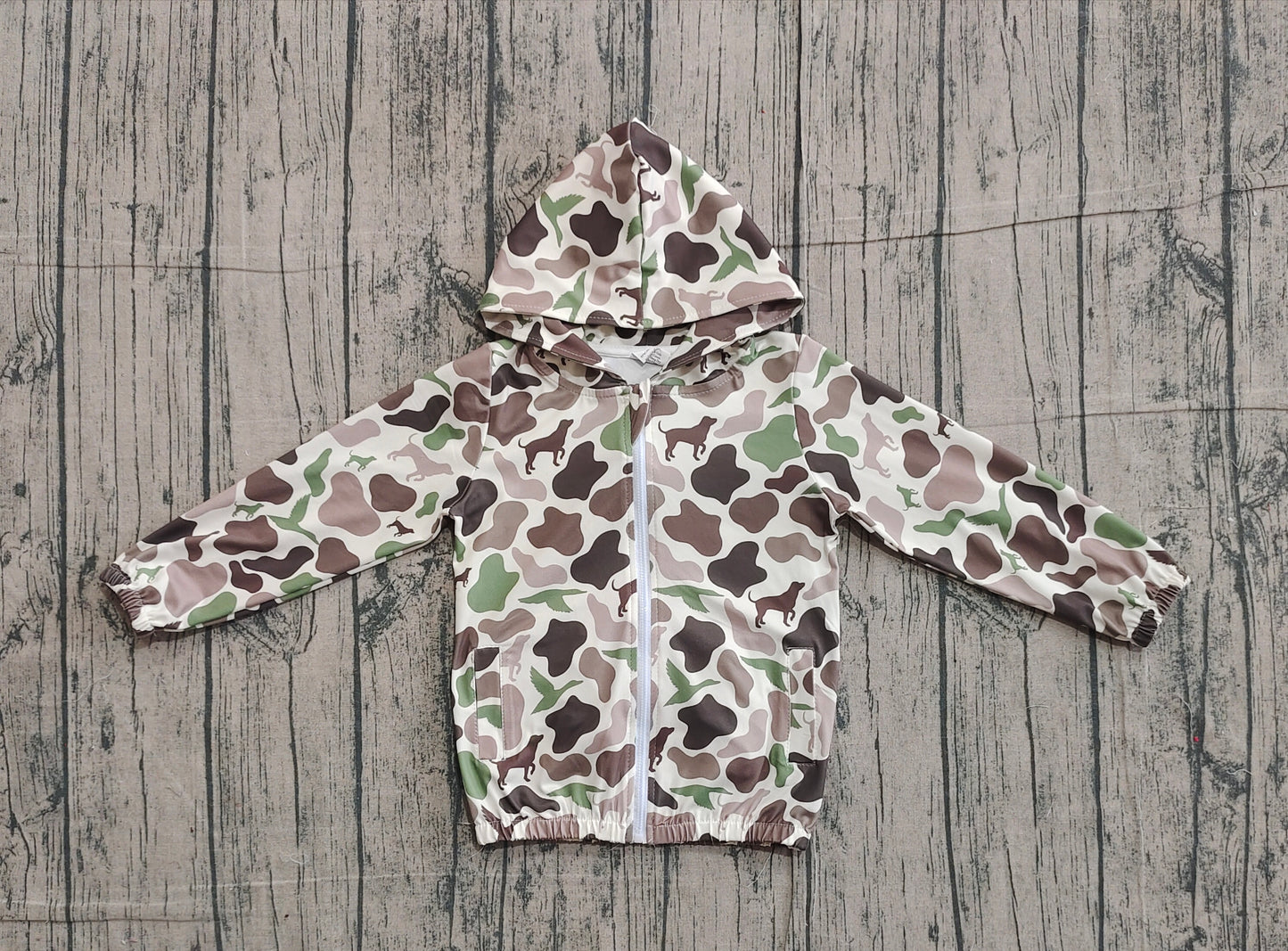 Long sleeves camo hunting dog duck kids boys hooded jacket