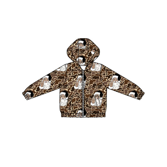 Long sleeves camo santa baby kids Christmas hooded jacket