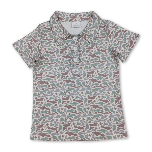 Short sleeves duck camo kids boys polo shirt