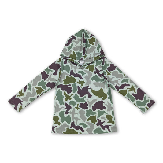 Long sleeves duck green camo kids boys hoodie