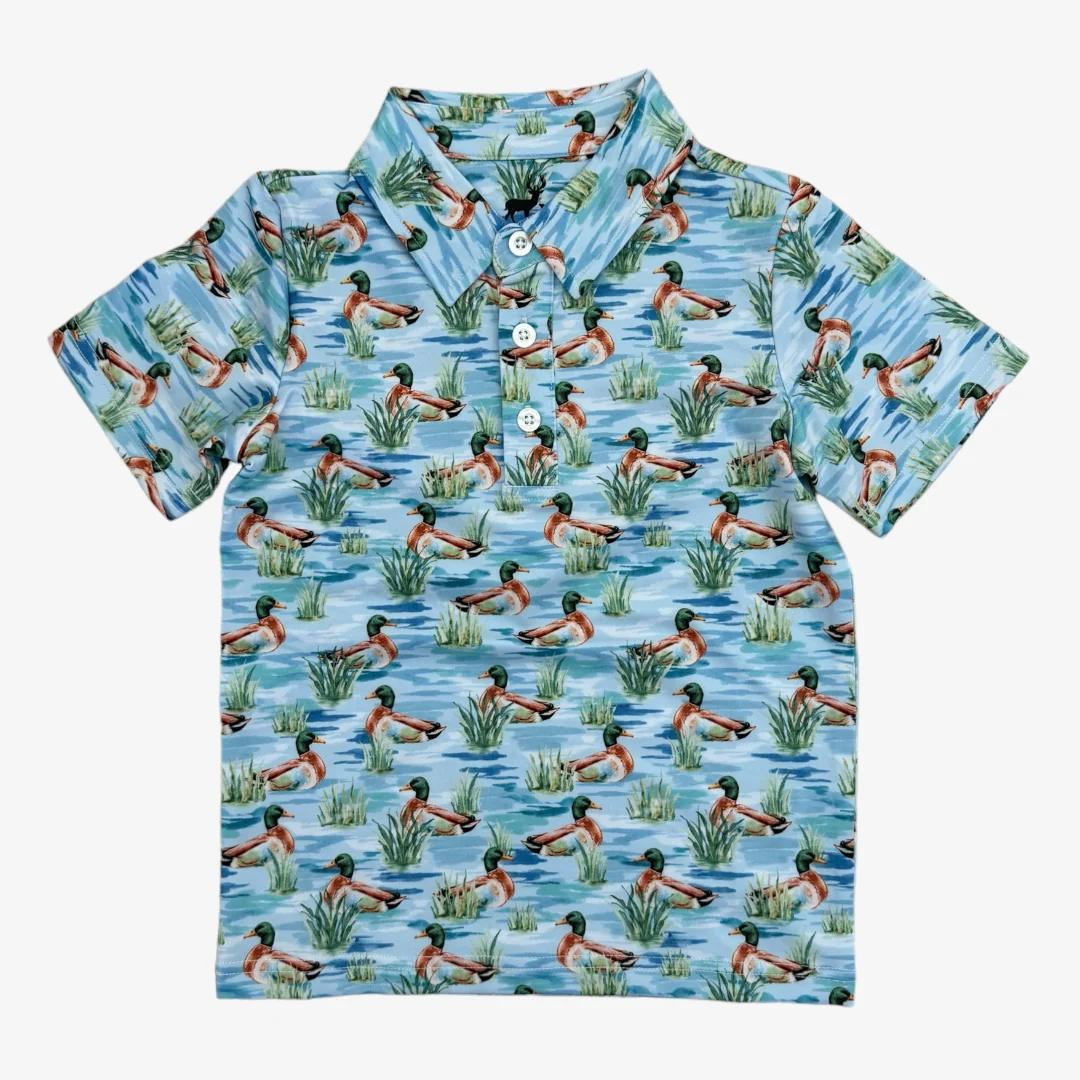 Short sleeves blue duck kids boys polo shirt