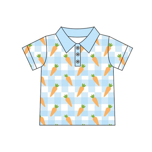 blue plaid easter carrot kids boys set