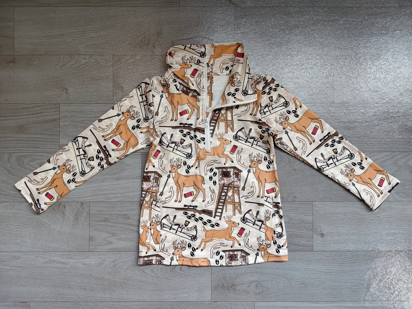 Long sleeves deer kids boys zipper pullover