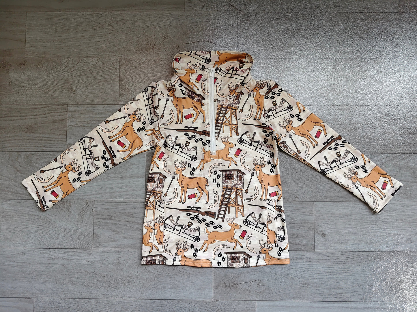 Long sleeves deer kids boys zipper pullover