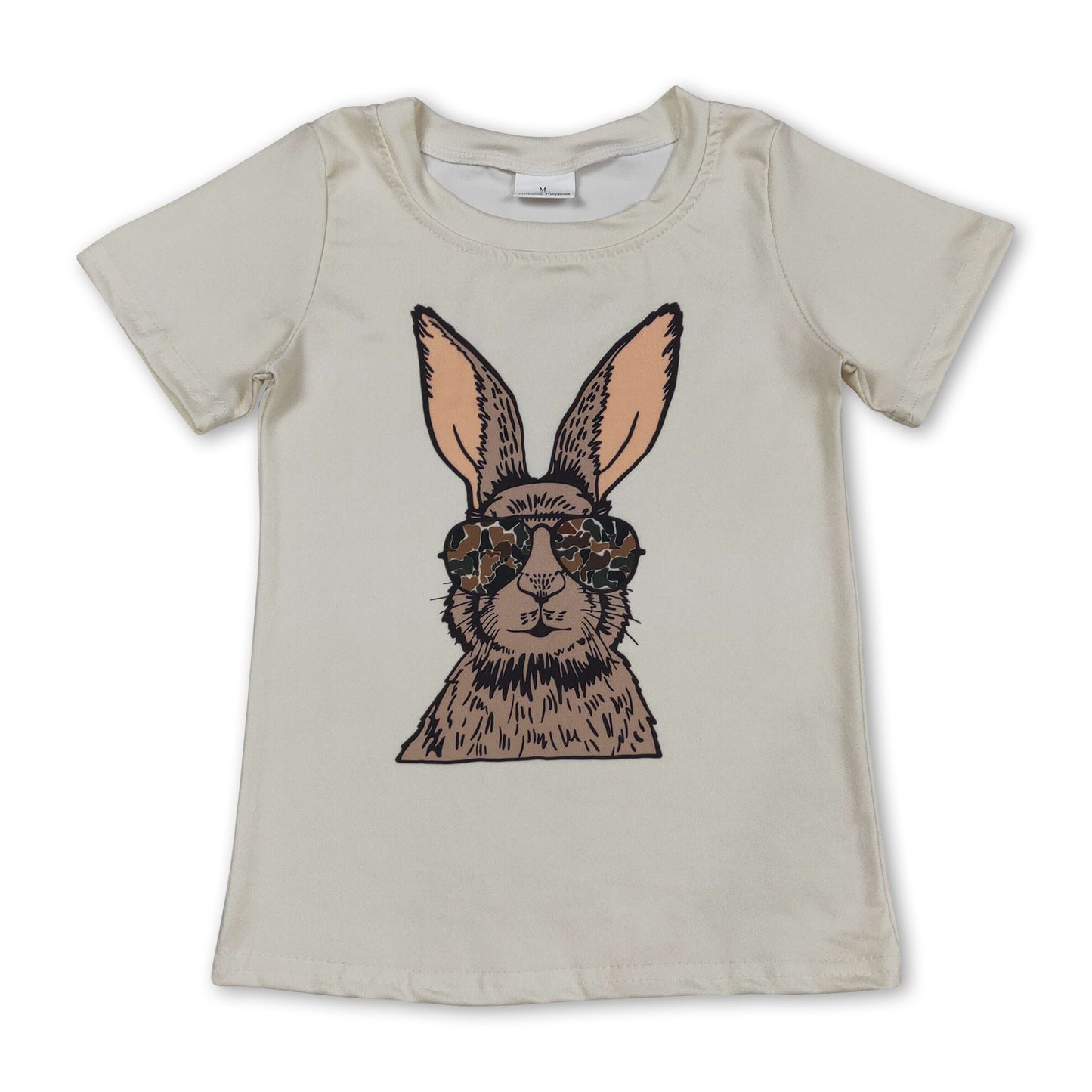 Short sleeves camo glasses rabbit kids boys Easter shirt