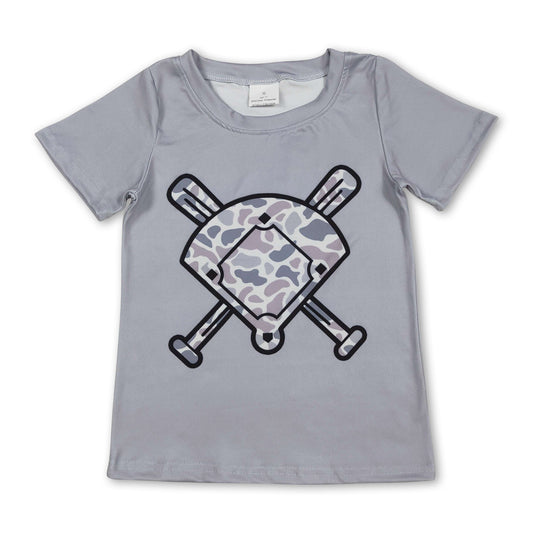 Short sleeves golf grey camo kids boys T-shirt