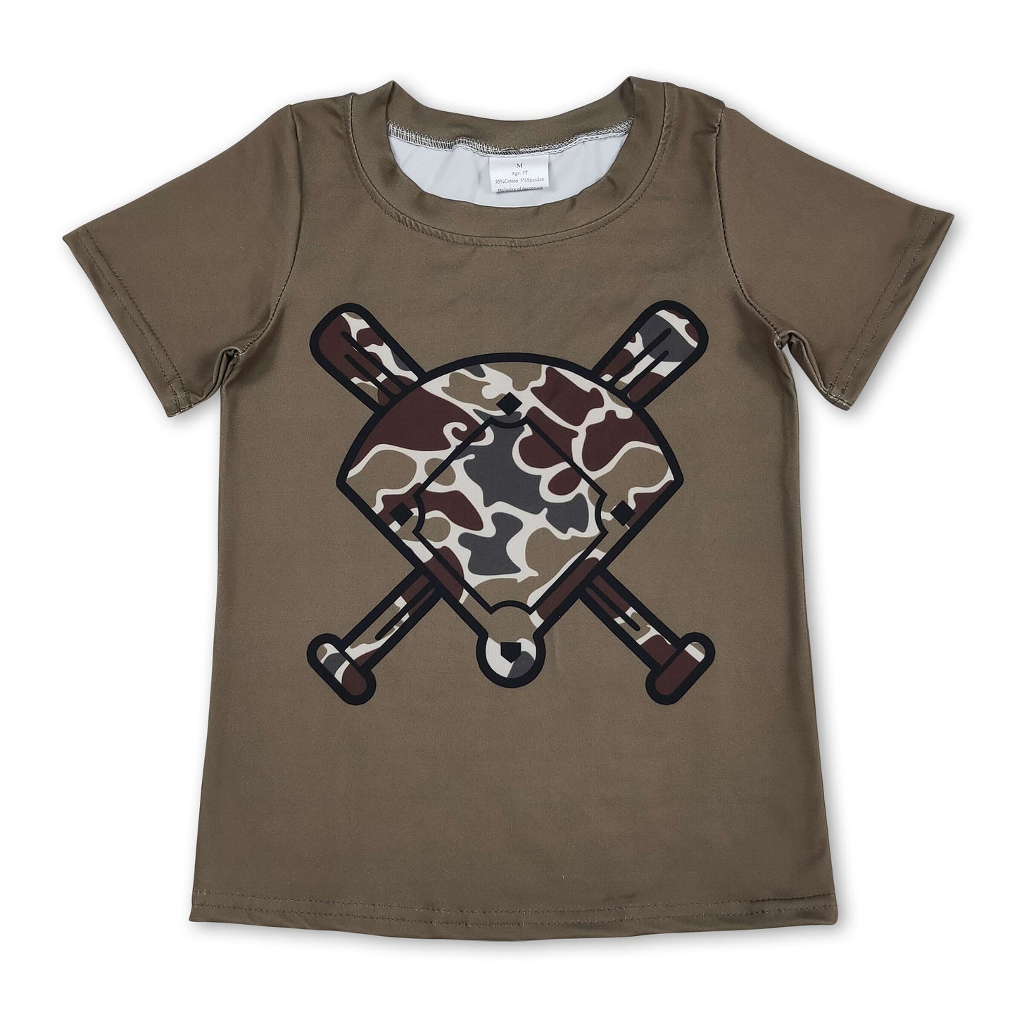 Short sleeves golf brown camo kids boys T-shirt