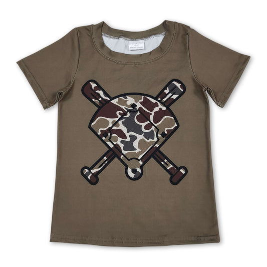 Short sleeves golf brown camo kids boys T-shirt