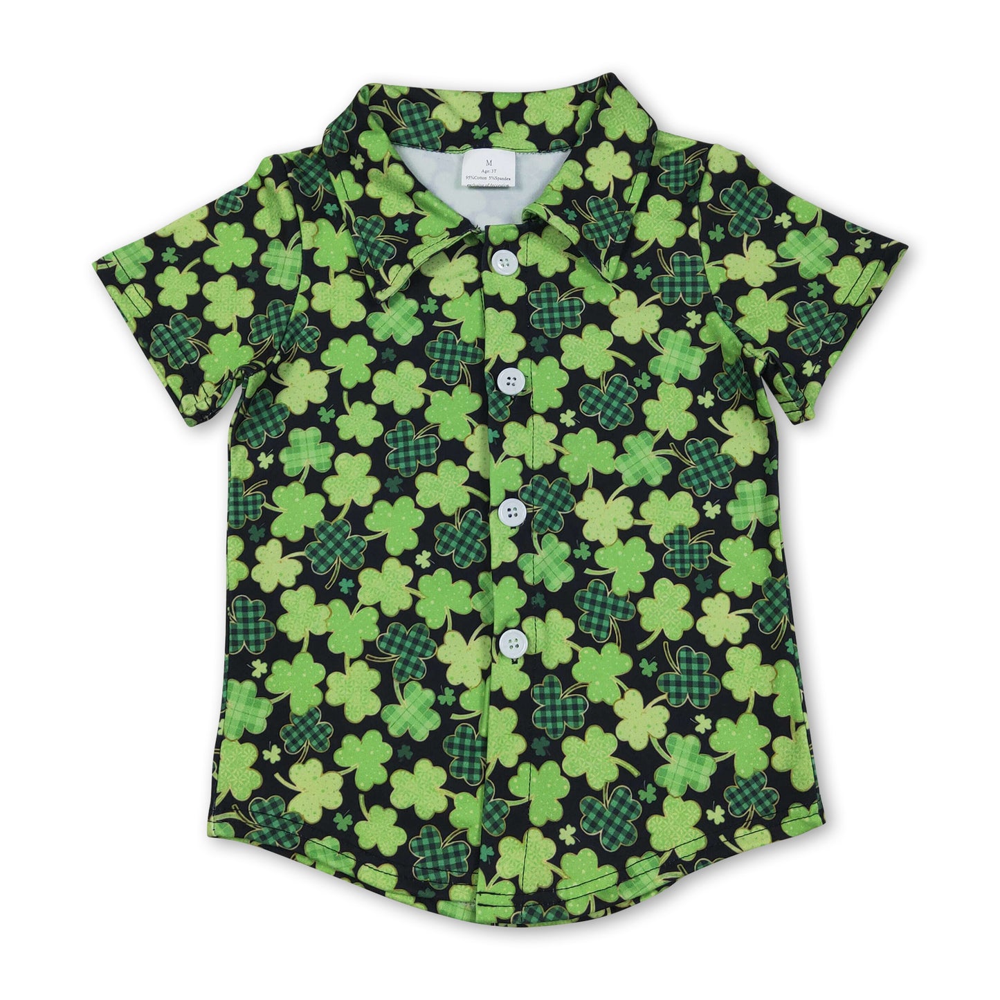Green clover boys St Patrick's day button down shirt