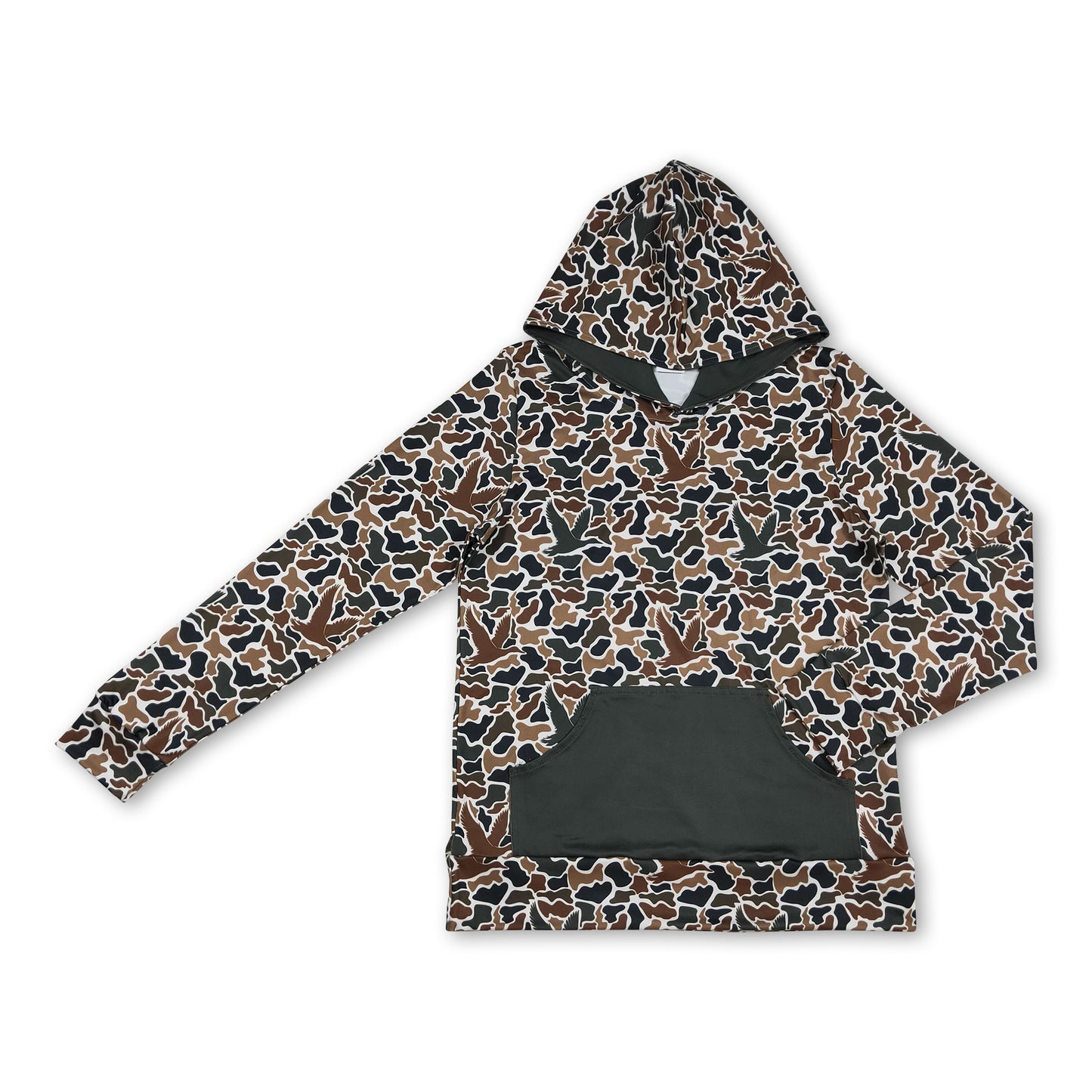 Long sleeves duck camo pocket adult men hoodie