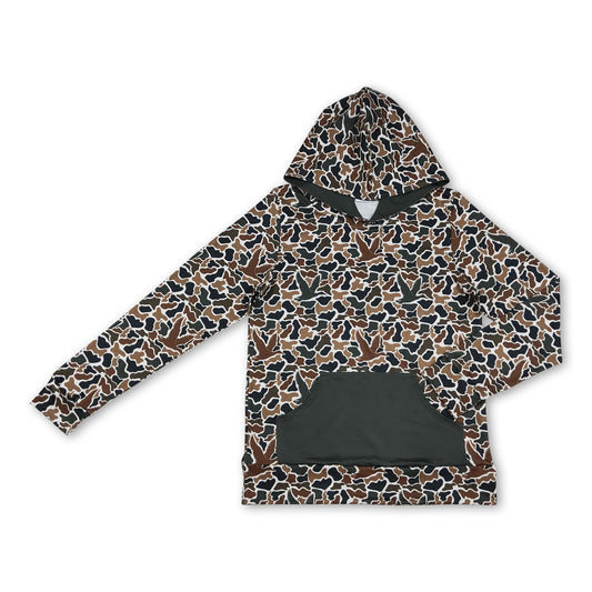 Long sleeves duck camo pocket adult men hoodie