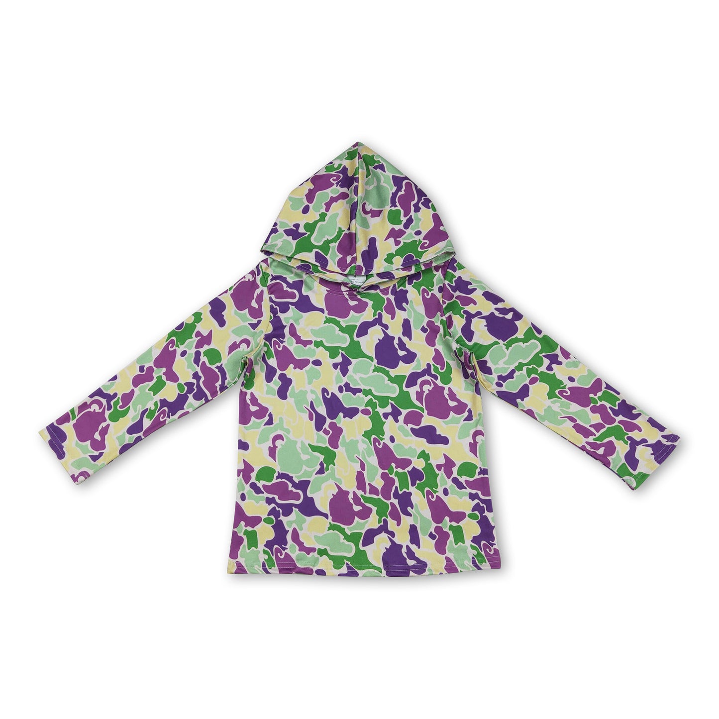 Purple yellow green camo kids boys Mardi Gras hoodie