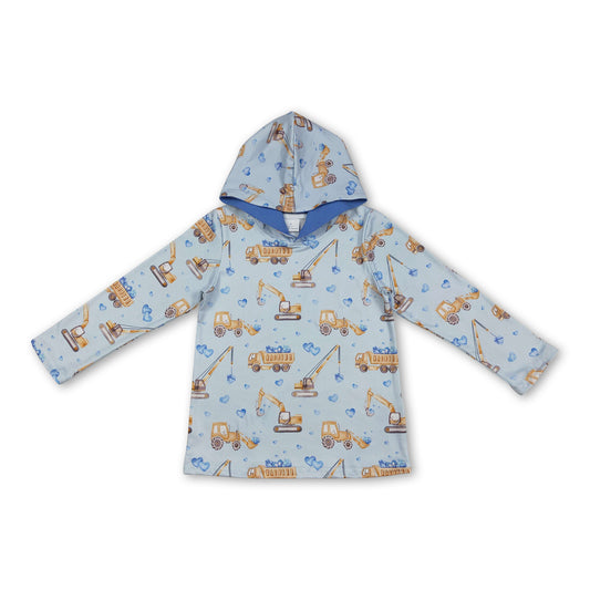 Long sleeves blue heart constructions boys Valentine's hoodie