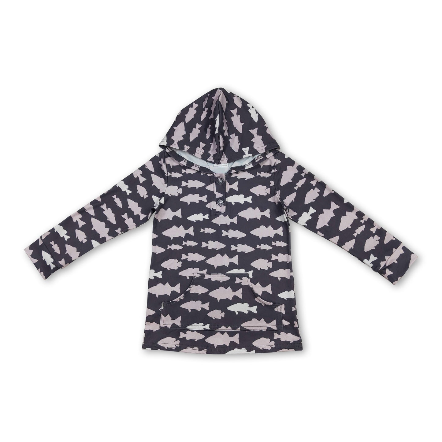 Long sleeves fish pocket baby kids hoodie