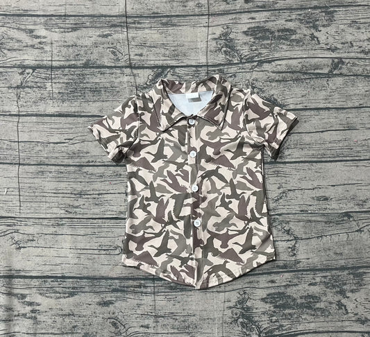 Short sleeves duck camo kids boys button down shirt