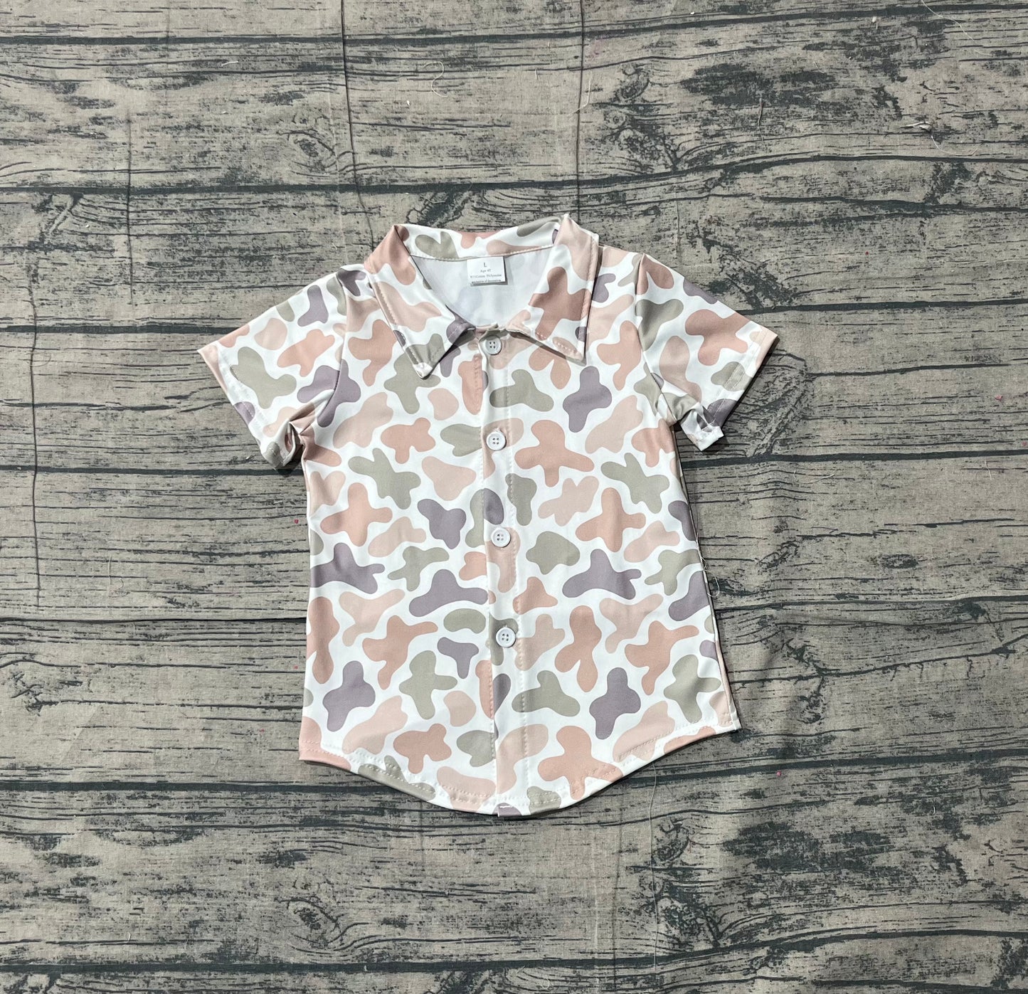Short sleeves hunting camo kids boys button down shirt