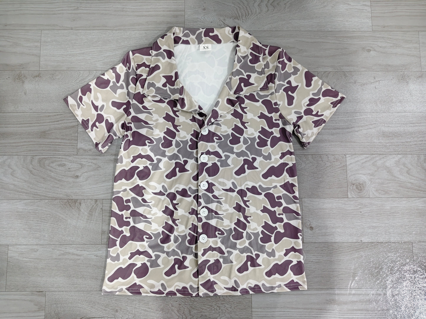 Short sleeves camo adult men button down top