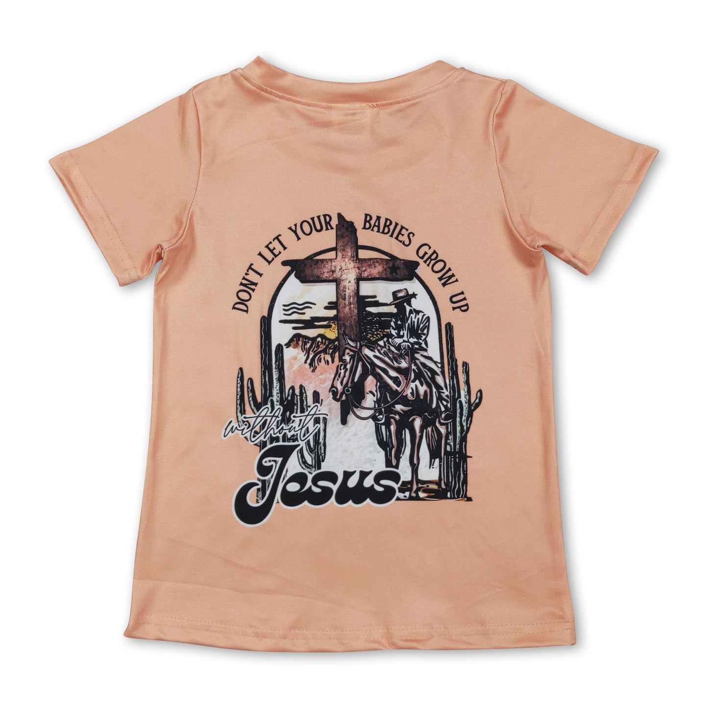 Short sleeves cross cactus rodeo kids boys western shirt