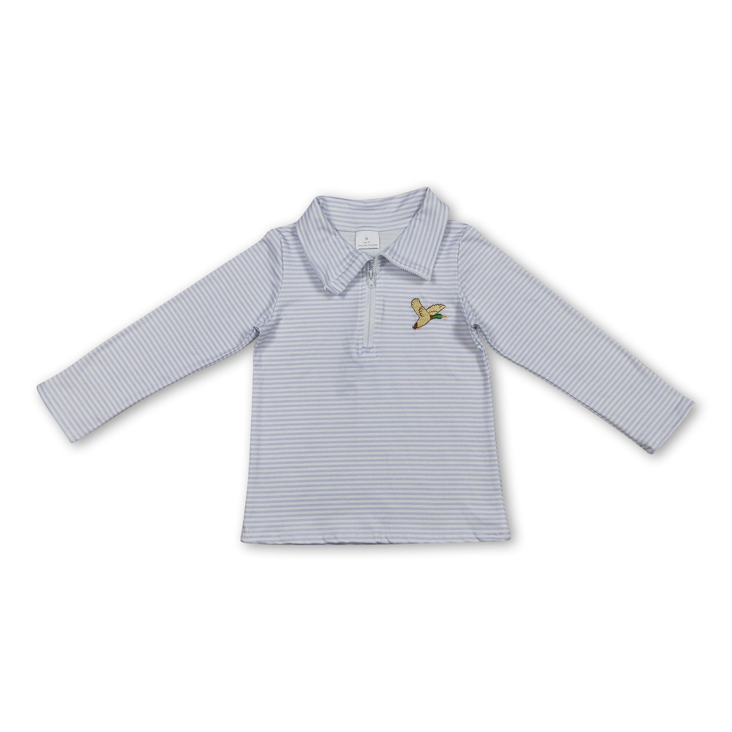 Long sleeves stripe duck embroidery kids boys pullover