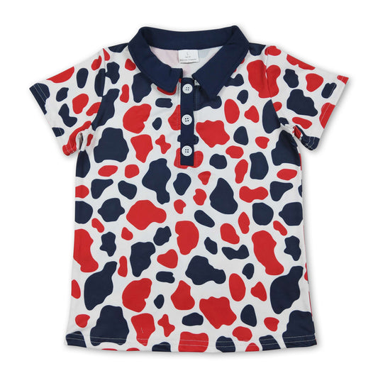 Short sleeves camo boys 4th of july polo shirt