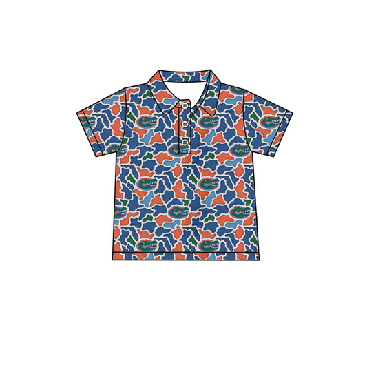 Short sleeves camo crocodile kids boys team polo shirt